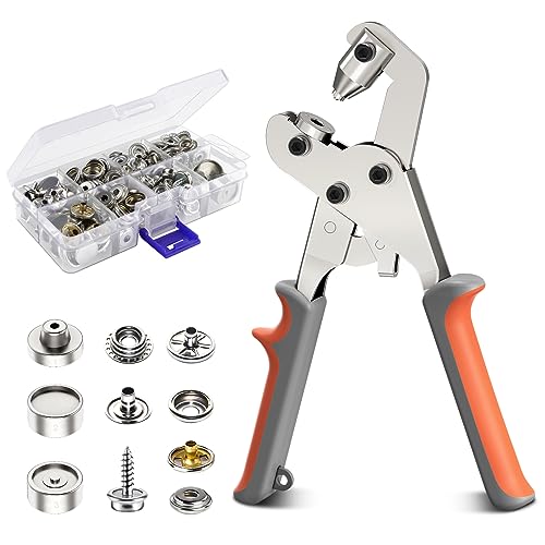 NEU MASTER Snap Fastener Tool, Heavy Duty Snap Fastener Kit with 140pcs Snap Buttons, Handheld Snap Pliers Canvas Repair Kit for Leather, Boat Covers, Marine Canvas, Tarp, Fabric - Image 1