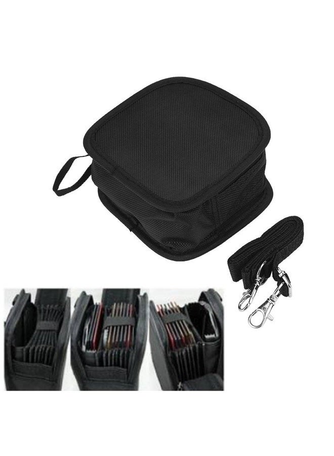 Serounder 9 in 1 Lens Filter Shoulder Bag,Portable 9 Slot Filter/Filter Bracket/Lens Adapter Ring Nylon Scratch-Resistance Fixed Carrying Photography Accessory Case Wallet Pouch with Detachable Strap - Image 5