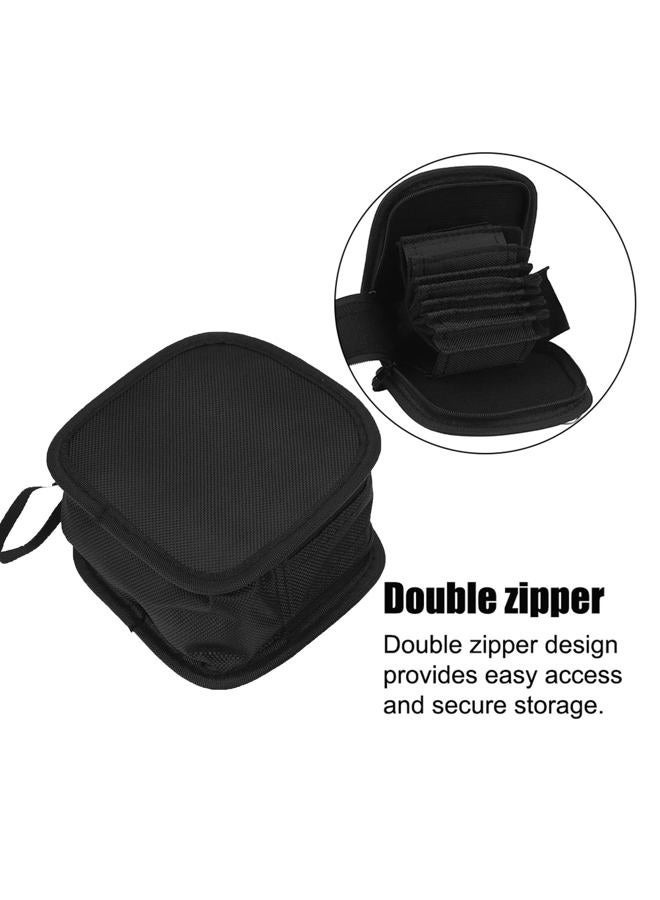 Serounder 9 in 1 Lens Filter Shoulder Bag,Portable 9 Slot Filter/Filter Bracket/Lens Adapter Ring Nylon Scratch-Resistance Fixed Carrying Photography Accessory Case Wallet Pouch with Detachable Strap - Image 2
