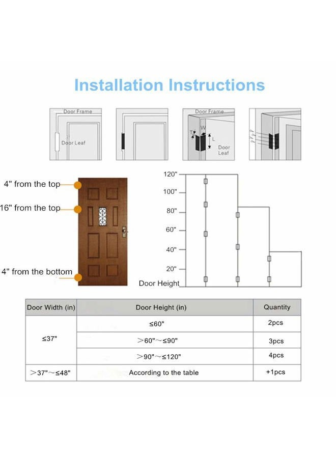 VOLUKA 6 Pack Non-Mortise Door Hinges - Easy to Install, 4" × 3" Stainless Steel Door Hinges - Smooth Movement and Heavy Duty, Black - Image 5