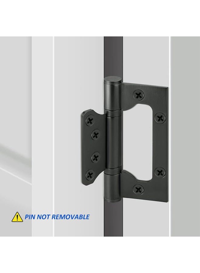 VOLUKA 6 Pack Non-Mortise Door Hinges - Easy to Install, 4" × 3" Stainless Steel Door Hinges - Smooth Movement and Heavy Duty, Black - Image 2