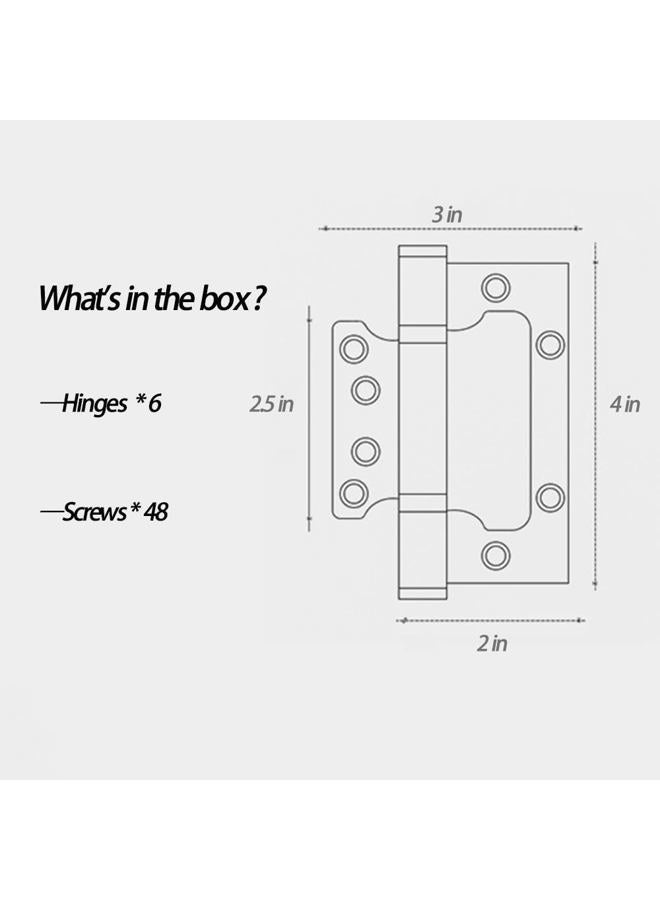 VOLUKA 6 Pack Non-Mortise Door Hinges - Easy to Install, 4" × 3" Stainless Steel Door Hinges - Smooth Movement and Heavy Duty, Black - Image 4