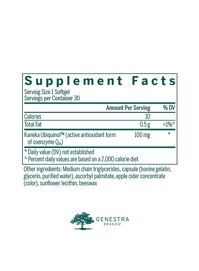 جنيسيس Genestra Brands Ubiquinol 100mg | يوفر دعمًا مضادًا للأكسدة | 30 كبسولة - Image 2