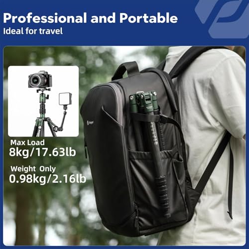 Fotopro 60inch Carbon Fiber Tripod Compact Camera Tripod with Ball Head Quick Release Plate Detachable Monopod Load up to 17.63lbs X-go E 2 Carbon Fiber Green - Image 2