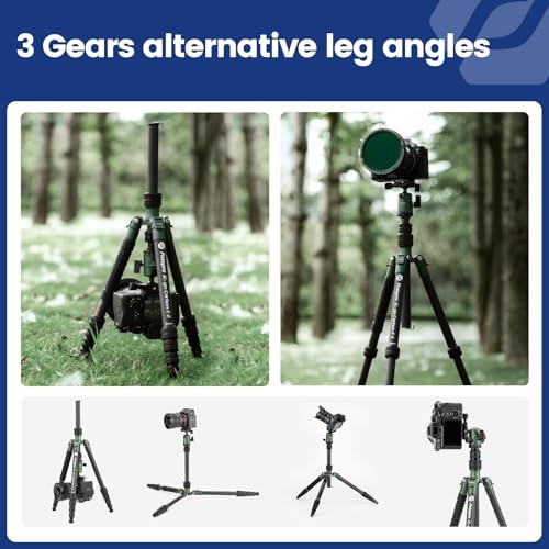 Fotopro 60inch Carbon Fiber Tripod Compact Camera Tripod with Ball Head Quick Release Plate Detachable Monopod Load up to 17.63lbs X-go E 2 Carbon Fiber Green - Image 5