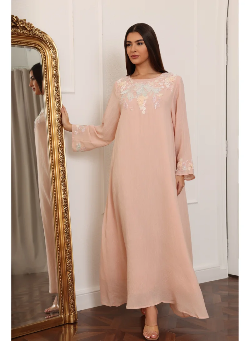 اكسا جلابية بتلات رقيقة IK1113 وردي