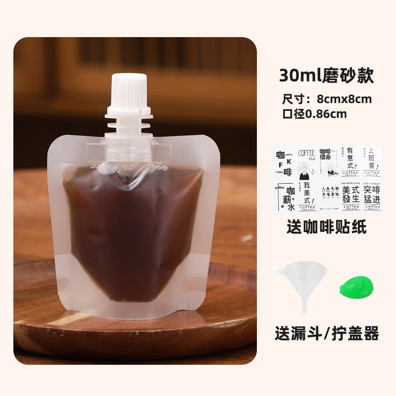 Spot Coffee Liquid Packing Bag Cold Extract Coffee Concentrated Liquid Selling Bag Transparent Frosted Self-Supporting Suction Mouth Bag - Image 1