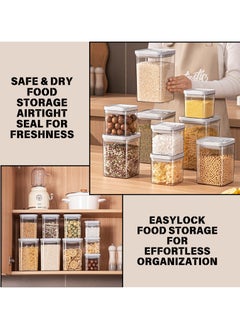 SPARK IT HOME Food Storage Containers One Button Press Opening Pop Design Airtight Leak Proof Stackable Easy Lock Set of 3 Transparent With Grey Lid For Dry and Wet Ingredients (1250 ml)  - Image 5