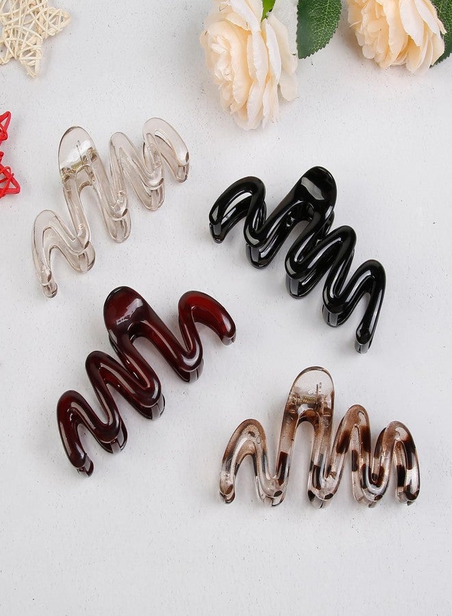 TEBIEKOY Claw Clips for Women 4Pcs Wavy Hair Clips for Thick Hair Non Slip Hair Clip Claw for Women's Hair Cute Hair Accessories - Image 2