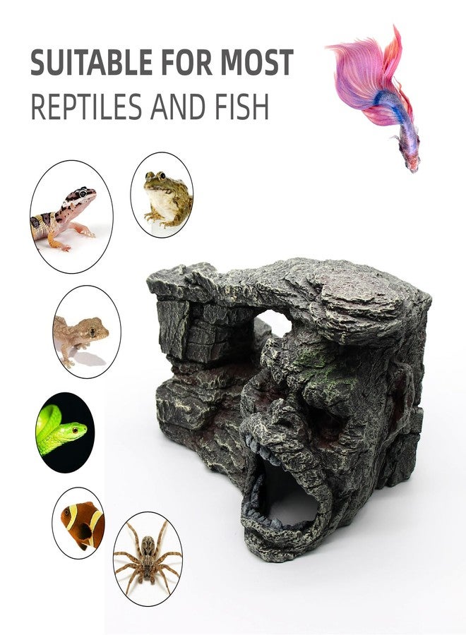 relaqcc Gecko Hide Shale Scape Step Ledge, Reptile Rock Basking Platform Cave Hideout Tank Accessories Decorations, Great for Reptiles, Amphibians, Leopard Gecko, Snake, Lizard, Frogs, Turtle - Image 5