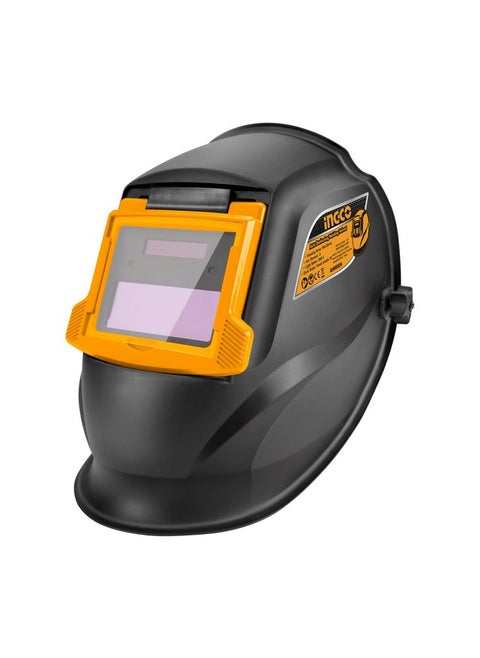 INGCO Auto Darkening Welding Helmet, Solar Powered Welding Mask, 90×35mm | 2 Arc Sensor | 1/5000s Switching time | DIN 16 UV/IR Protection Welding Hood for Welding, Grinding, Cutting and so on