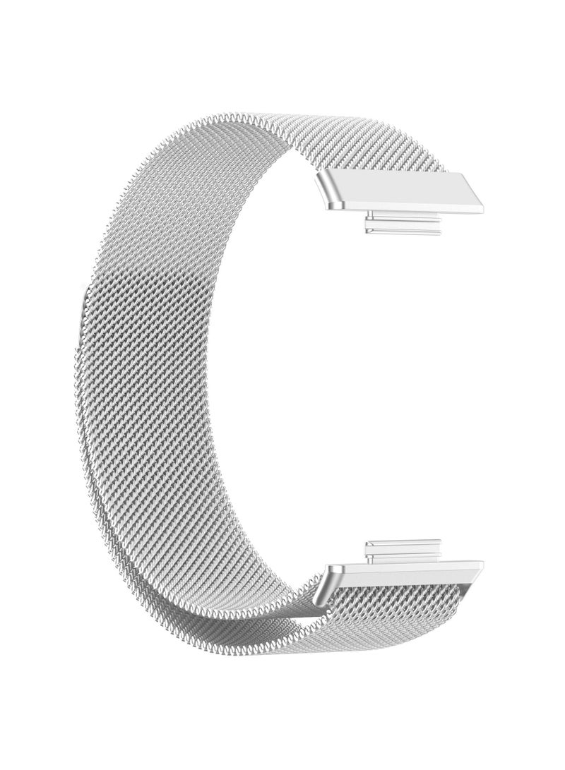 Straps Compatible with Huawei Fit 2 Magnetic Stainless Steel Watch Band for Men and Women,Silver  - Image 4