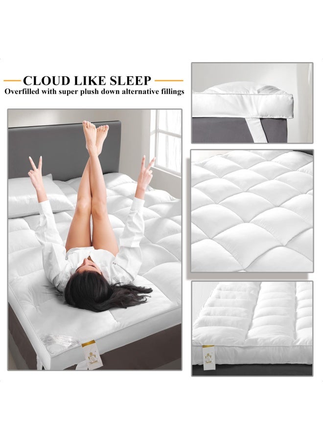 Extra Thick Mattress Topper King For Back Pain And Cloud Like Sleep Soft And Plush Mattress Pillow Top Bed Topper For Firm Mattress Cooling Overfilled 1400Gsm Mattress Pad Fit To 6 22 Mattress  - Image 4