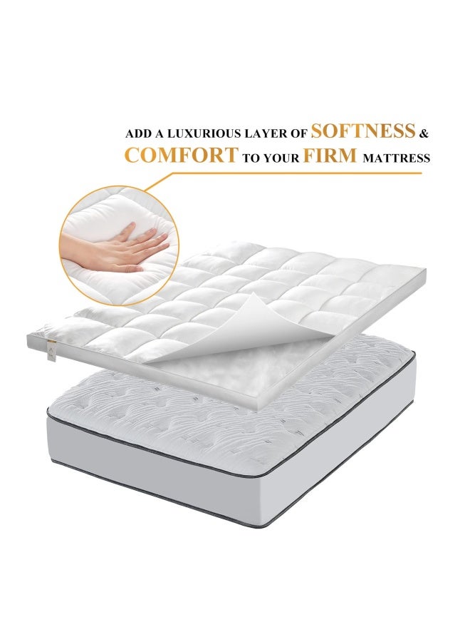 Extra Thick Mattress Topper King For Back Pain And Cloud Like Sleep Soft And Plush Mattress Pillow Top Bed Topper For Firm Mattress Cooling Overfilled 1400Gsm Mattress Pad Fit To 6 22 Mattress  - Image 3
