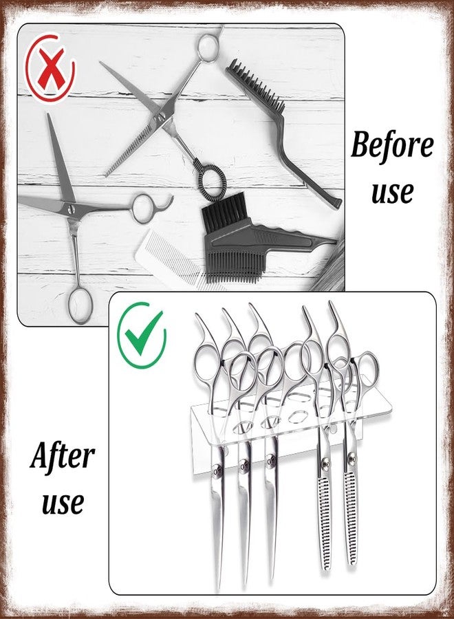 AHANDMAKER 2Pcs Clear Acrylic Wall Mounted Scissors Holder Rack Salon Shear Holder for Stylist Hairdressing Combs Organizer Scissor Tool Hangers Wall Mounted Comb Rack for Barber Shop Office Home - Image 4