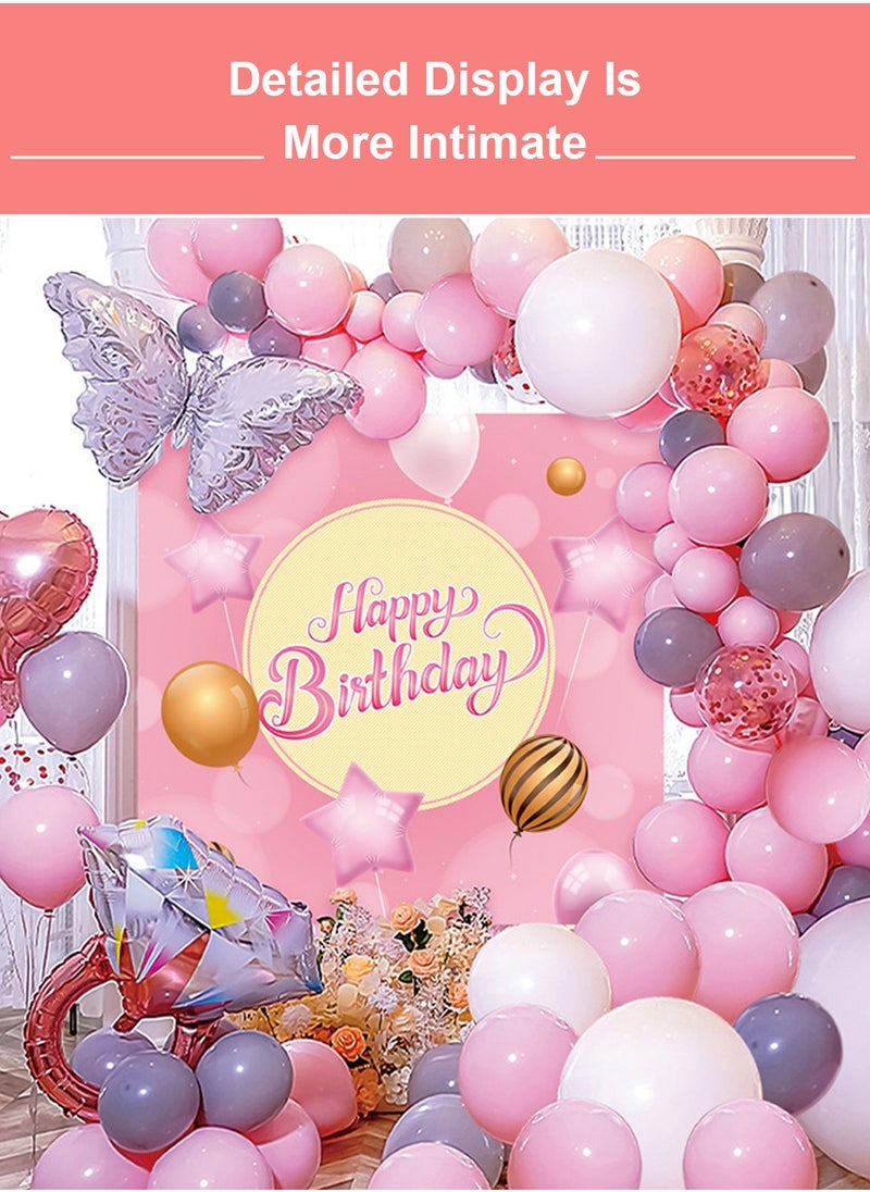 Sharpdo 47-Pcs Birthday Balloon Set, Pink Party for Indoor and Outdoor Decorating Birthday Parties, with Heart Balloon, Butterfly Balloon - Image 3