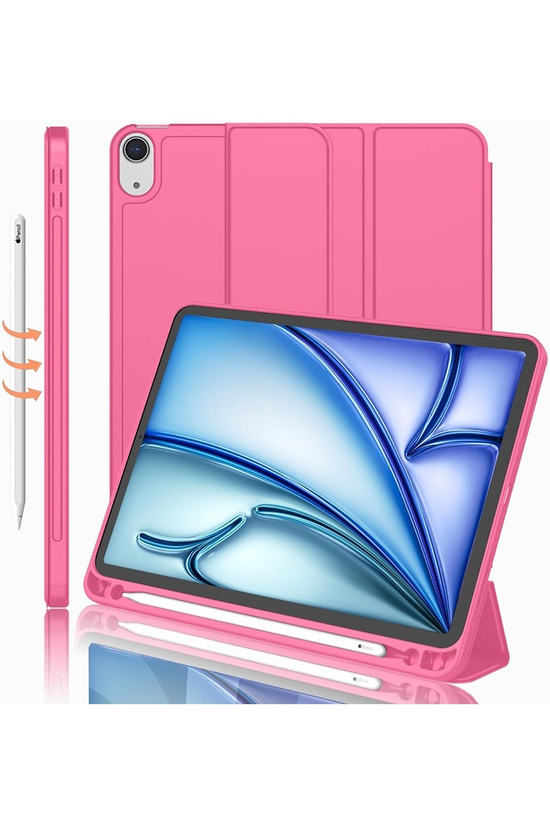 Theodor Case for iPad Air M3 2025/ M2 2024 11-Inch , iPad Air 5/4 (2022/2020 5th/4th Gen 10.9-Inch) with Pencil Holder, Slim Tablet Cover with Soft TPU Back, Auto Wake/Sleep Dark Pink  - Image 1