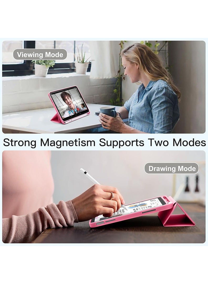 ثيودور جراب ذكي رفيع لجهاز iPad Air مقاس 11 بوصة (M4 2026/ M3 2025/ M2 2024)، غطاء ثلاثي الطي خفيف الوزن مع حامل قلم، ظهر من مادة TPU ناعمة، خاصية التشغيل/الإيقاف التلقائي، جراب واقٍ مقاوم للصدمات - وردي داكن - Image 4