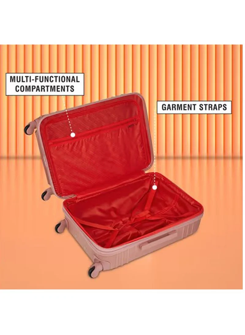 DKNY Eclipse Hard Case Luggage Trolley For Unisex ABS Lightweight 4 Double Wheeled Suitcase With Built In TSA Type Lock DK Rose