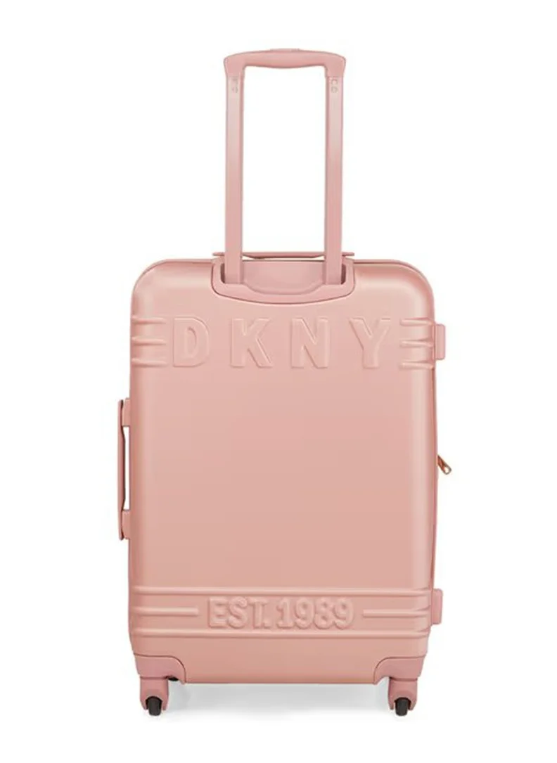 DKNY Eclipse Hard Case Luggage Trolley For Unisex ABS Lightweight 4 Double Wheeled Suitcase With Built In TSA Type Lock DK Rose