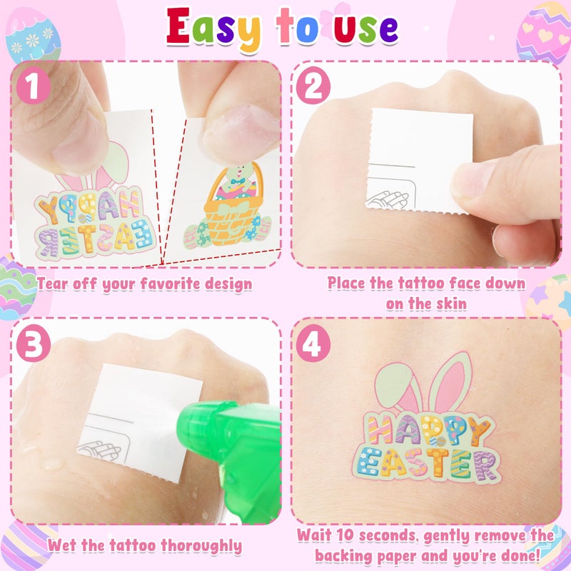 Huskein 150 PCS Luminous Easter Tattoos, 25 Styles Glow Easter Stickers for Easter Basket Stuffers, Waterproof Easter Temporary Tattoos with Bunny Egg Chick for Easter Basket Filler Party Favors - Image 4