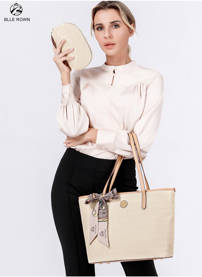 BLLE ROWN 2PCS Large Capacity Women's Luxury Handbags Casual Versatile Tote Bag Women's Commuter Bags Mommy Bag  - Image 1