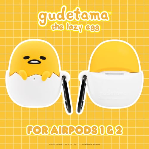 iFace x Sanrio Licensed Series [ Compatible with AirPods 1/2, Not for Pro] TPU Protective Cover [Carabiner Clip Included] [Wireless Charging Compatible] - Gudetama - Image 2