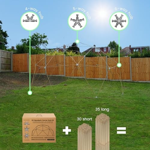 HIT PRODUCTS Panda Domes - 2V Geodesic Dome Hub Kit to Build 10ft to 16ft (~ 3m to 5m) Geodomes Using max. 5/8“ (16mm) Diameter Bamboo, Timber Plastic Metal Struts (not Included) - Image 2