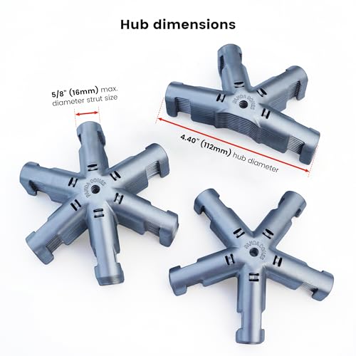 HIT PRODUCTS Panda Domes - 2V Geodesic Dome Hub Kit to Build 10ft to 16ft (~ 3m to 5m) Geodomes Using max. 5/8“ (16mm) Diameter Bamboo, Timber Plastic Metal Struts (not Included) - Image 4