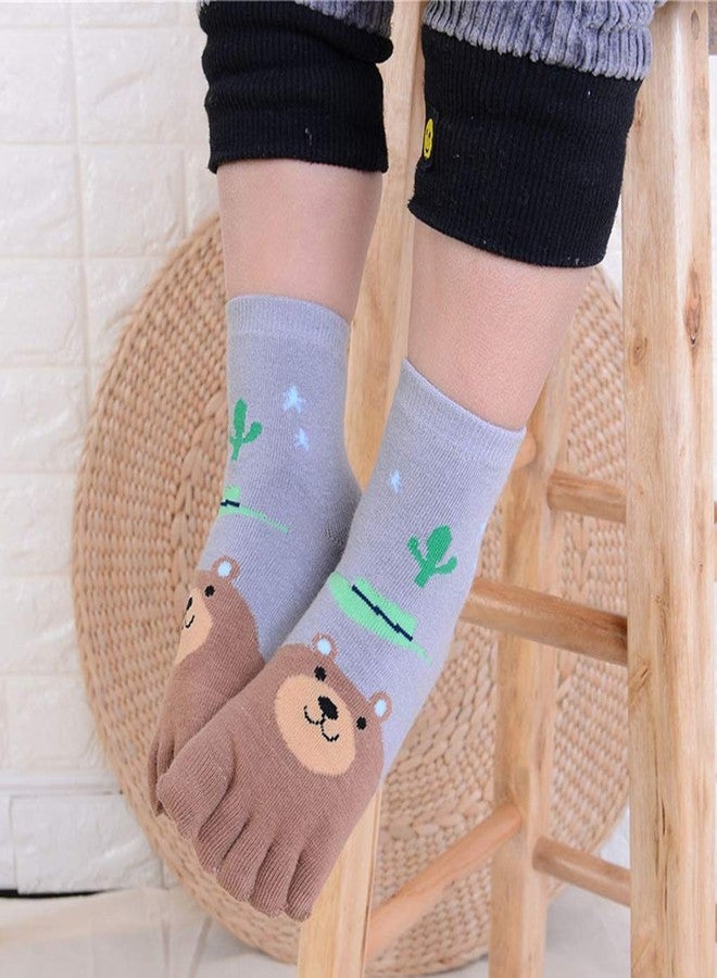 Antcher 5 Pairs Toddler Baby Girls Boys Cotton Hosiery Toe Socks Cute Kids Cartoon Animal Five Fingers Crew Ankle Socks (US, Age, 3 Years, 6 Years) - Image 3
