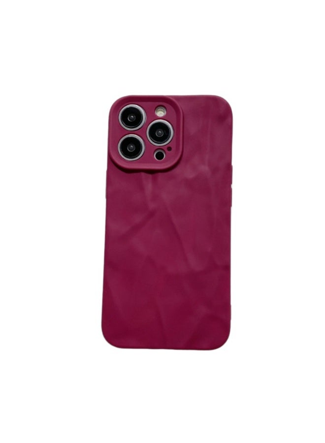 NIBEMINENT Frosted Pleats Protective TPU Case Cover For iPhone 14, Claret - Image 2