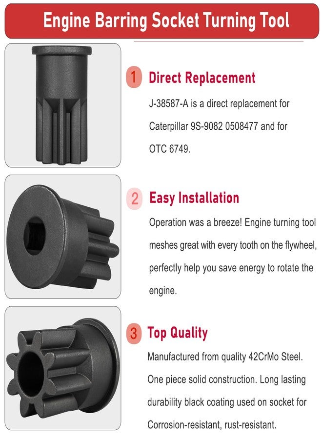 Camoo 9U-7227 Injector Height Adjustment Gauge Tool & J-38587-A Engine Barring Socket Engine Turning Tool For CAT Caterpillar 3406E, C15, C16 (Set of 2) - Image 4
