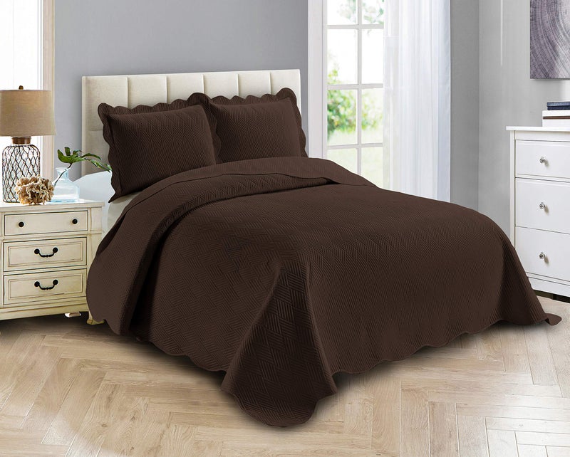 Linen Plus Luxury Oversized Coverlet Embossed Bedspread Set Solid Coffee KingCalifornia King Bed Cover New  Ashley