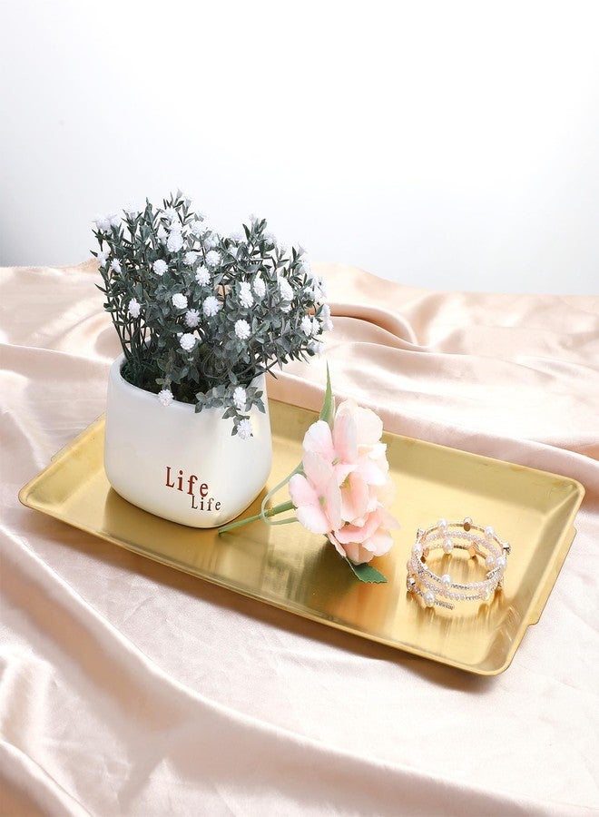 AojSup 4-Piece Gold Serving Trays Set: Luxurious Gold Trays for Decor & Food Display, 14.21" x 7.95" Brushed Stainless Steel Platters for Parties & Dining - Image 5