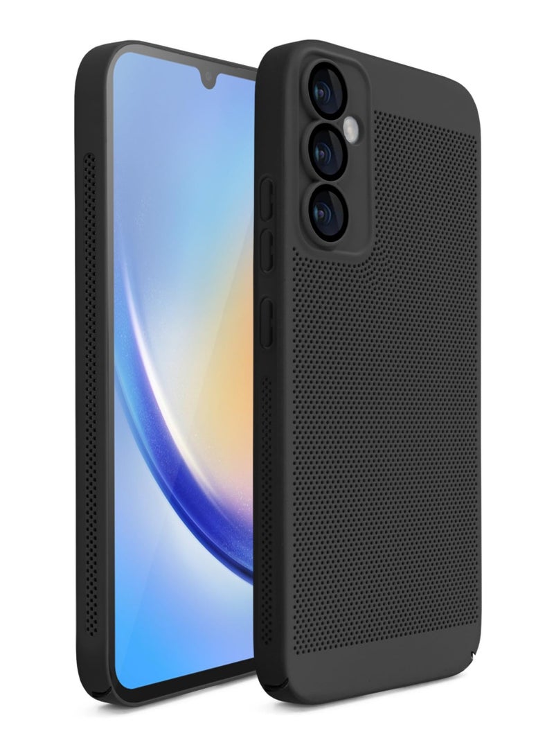Heat Dissipation Case with Built in Camera Lens Protector Slim Fit Breathable Cooling Anti Fingerprint Hard PC Back Shockproof Cover For Samsung Galaxy S23 Fe (Black)  - Image 1