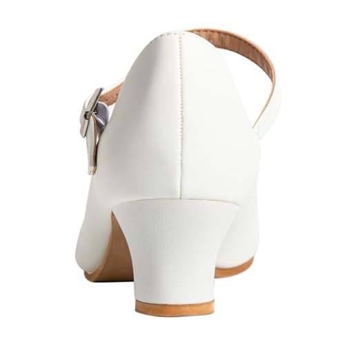 ARCLIBER Character Shoes for Women 1.55" Dance Heels for Ballroom Salsa Tango 9 White - Image 4