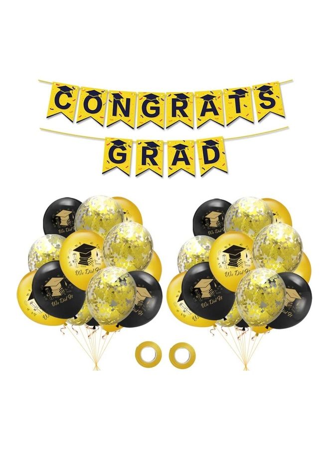 بارتي ويذ إيما طقم بالونات للتخرج مطبوع عليها عبارة Congrats - Image 1