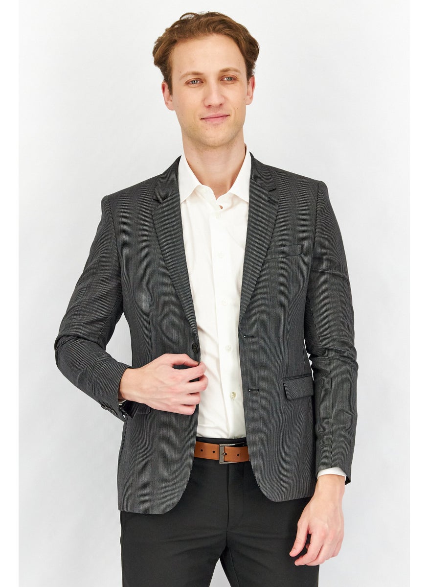 THE KOOPLES Men Regular Fit Micro Stripe Formal Blazer, Black  - Image 1
