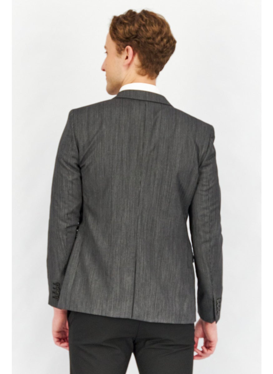 THE KOOPLES Men Regular Fit Micro Stripe Formal Blazer, Black  - Image 2