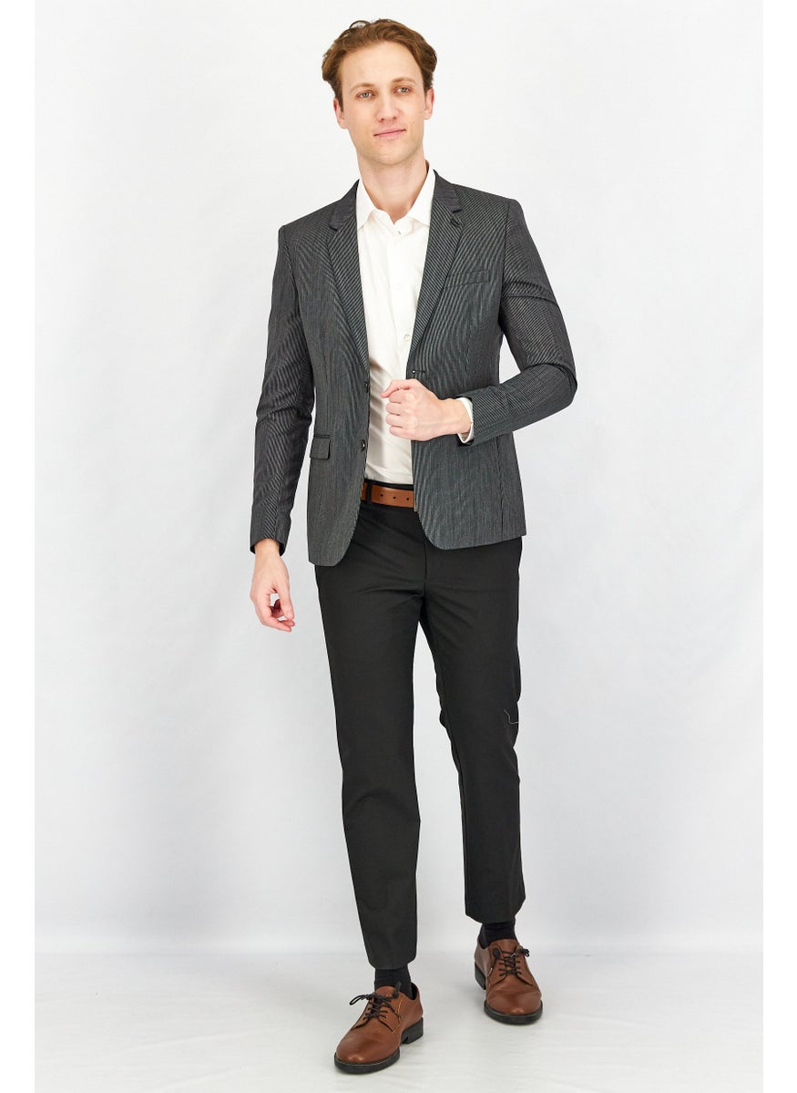 THE KOOPLES Men Regular Fit Micro Stripe Formal Blazer, Black  - Image 4