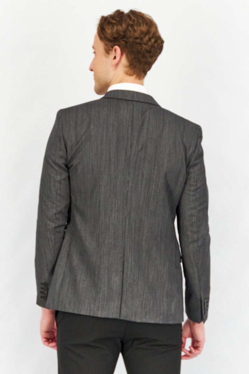 THE KOOPLES Men Regular Fit Micro Stripe Formal Blazer, Black - Image 2