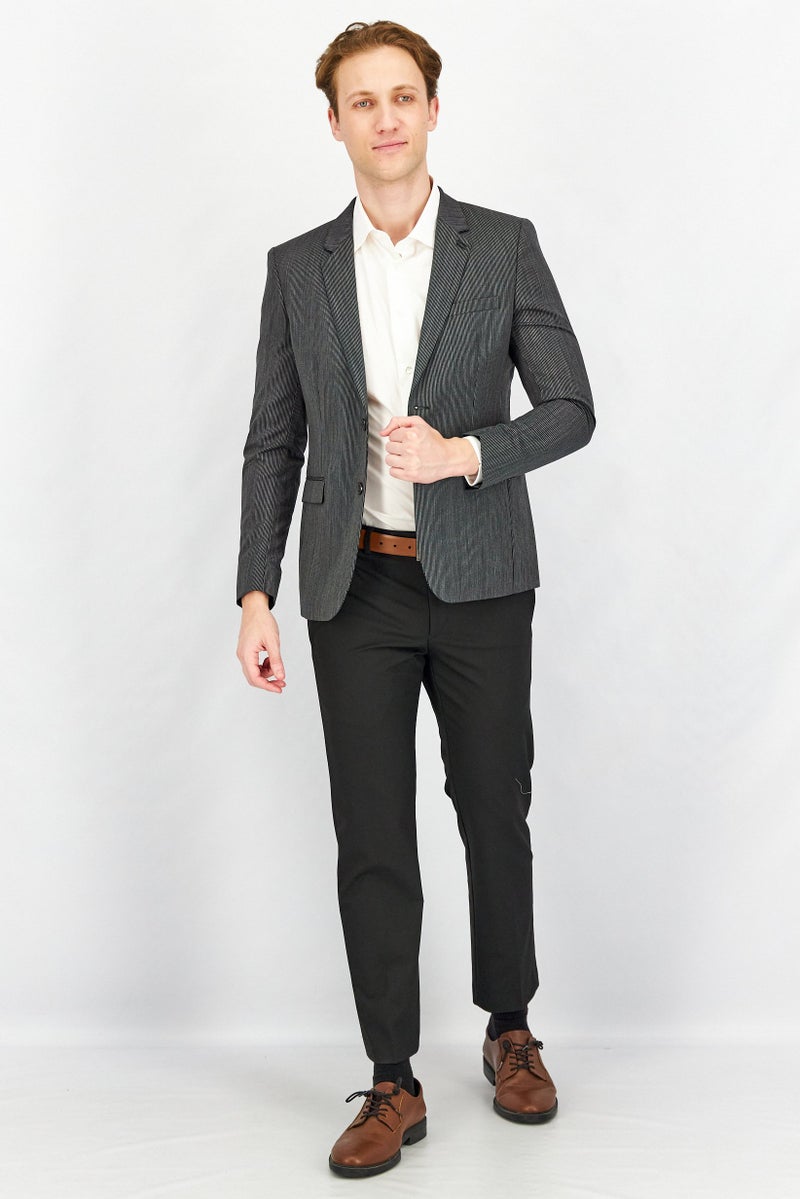THE KOOPLES Men Regular Fit Micro Stripe Formal Blazer, Black - Image 4