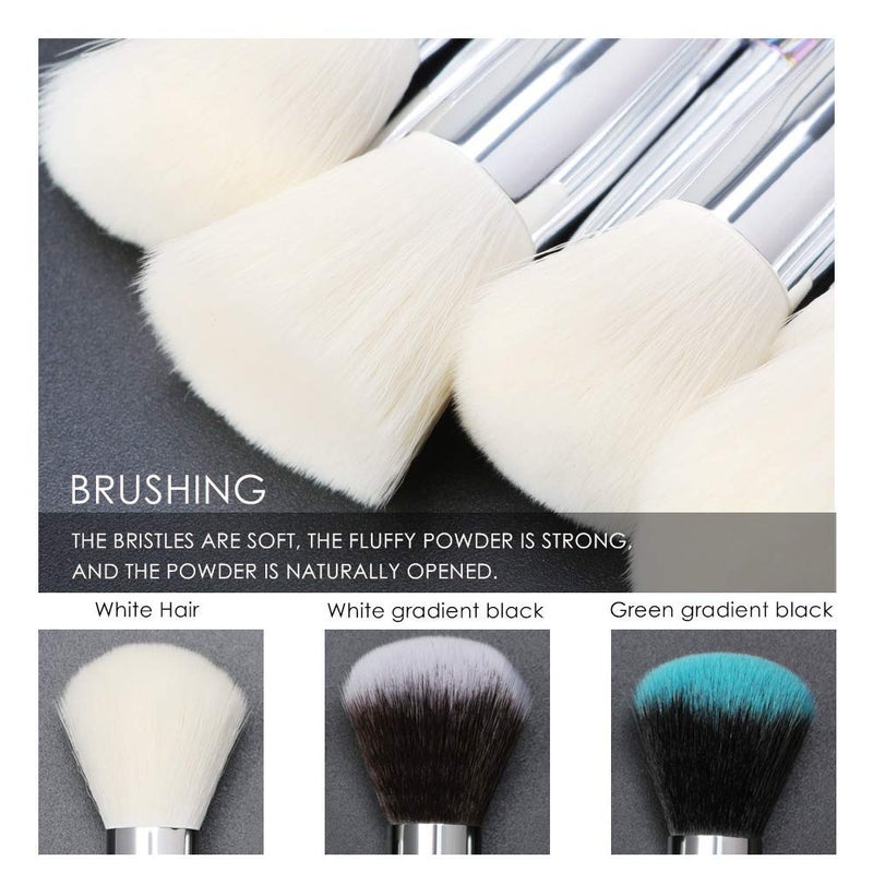 Tenmon Makeup Brushes Crystal Handle Set, Tenmon 10 PCS Crystal Transparent Handle Kabuki Powder Foundation Brush Concealer Eye Shadow Eyeliner Eyebrow Brush (White) - Image 5