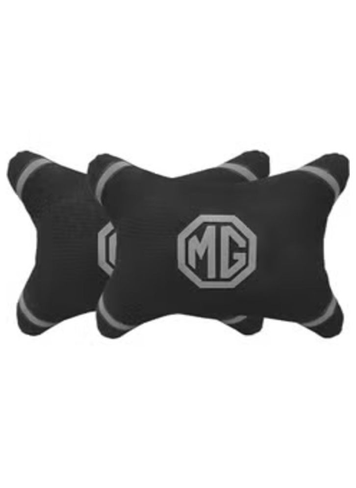 Generic Set Of 2 Fabric Comfortable Neck Pillow With Reflected MG Car Logo - Black White  - Image 1