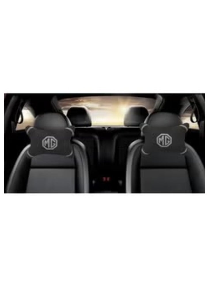Generic Set Of 2 Fabric Comfortable Neck Pillow With Reflected MG Car Logo - Black White  - Image 3
