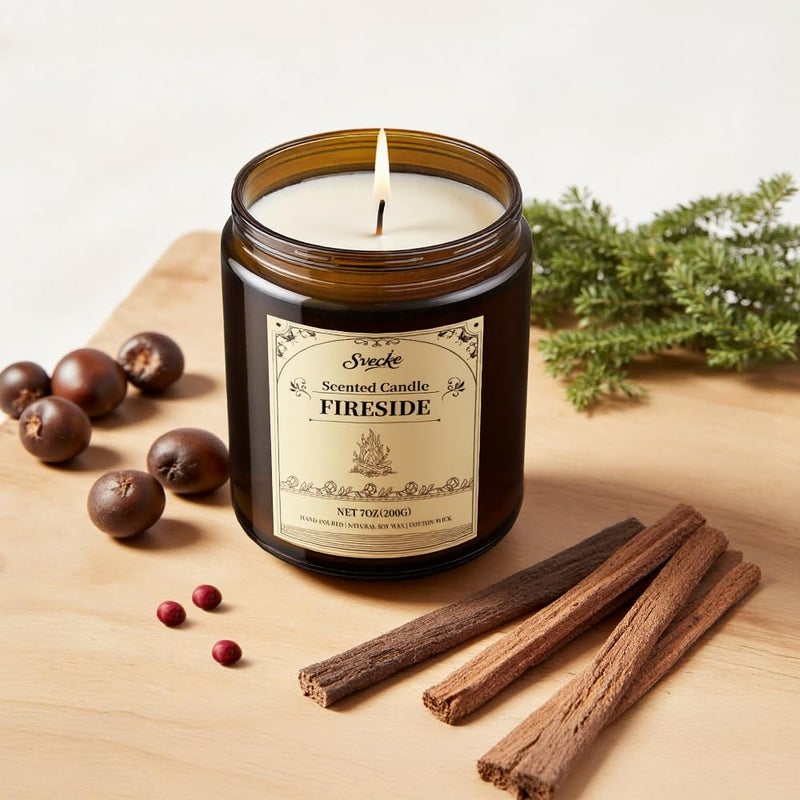 SVECKE Fireside Scented Candles, 7oz Soy Wax Candle, Long Lasting Aromatherapy Jar Candle for Home, Scented Long Burning Candle Gift for Women and Men - Image 4
