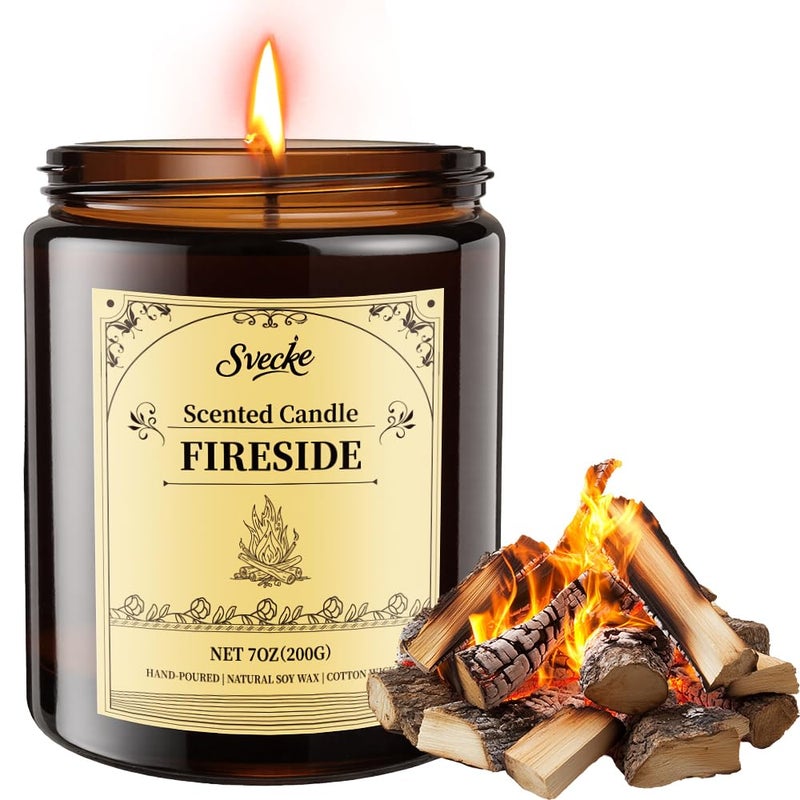 SVECKE Fireside Scented Candles, 7oz Soy Wax Candle, Long Lasting Aromatherapy Jar Candle for Home, Scented Long Burning Candle Gift for Women and Men - Image 1