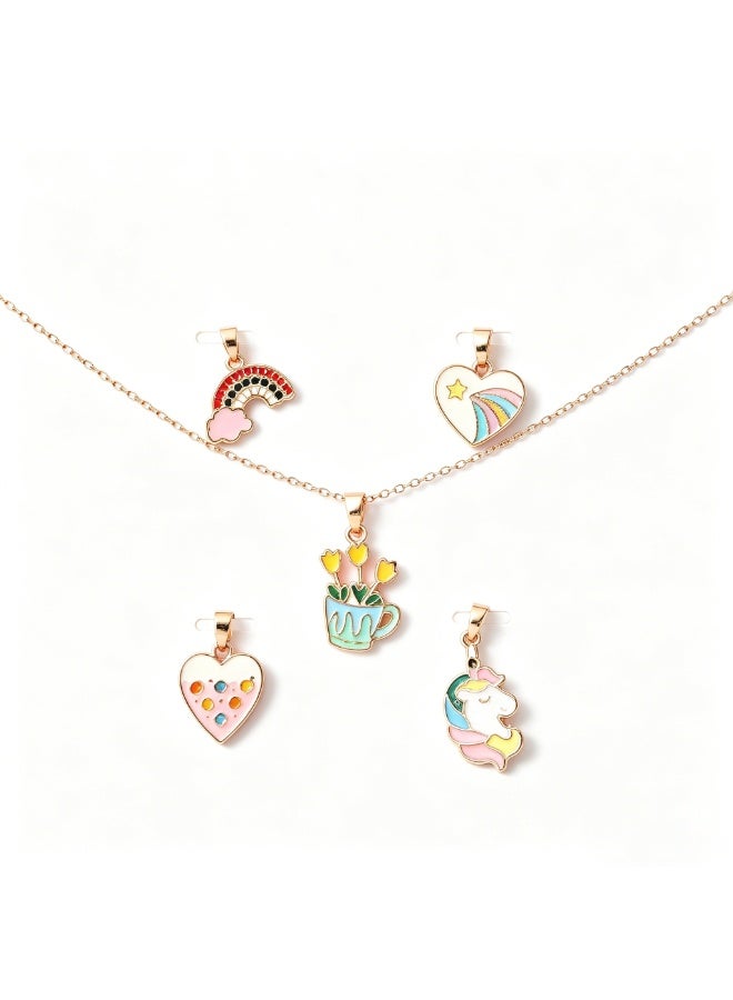 Charming Pendant Necklaces in Pastel Colors Zinc Alloy with Golden-Tone Chain Perfect Friendship Gift for Girls Charming Accessory - Image 1