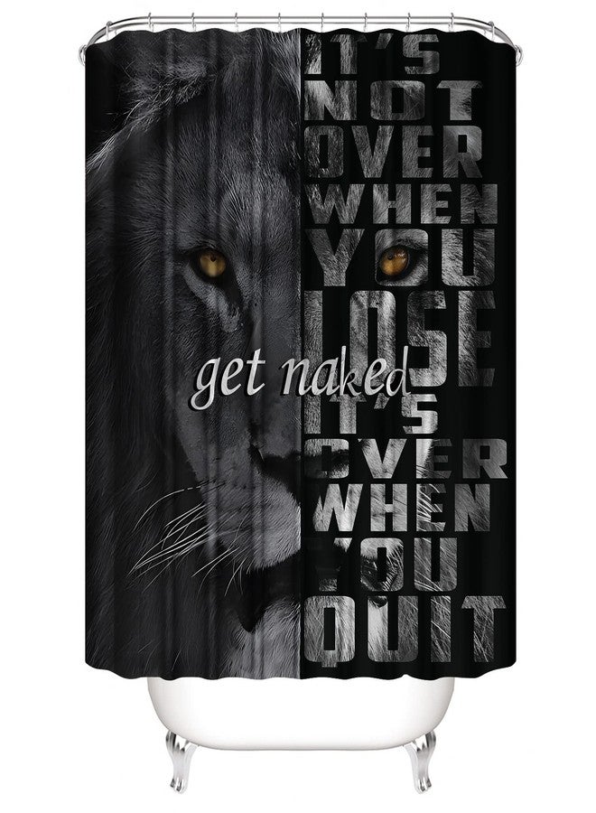 jieprom 4PCS Lion Insipirational Shower Curtain Set with Rugs, Toilet Lid Cover and Bath Mat, Animal Shower Curtain with 12 Hooks, Complete Bathroom Accessories Decor Set - Image 3