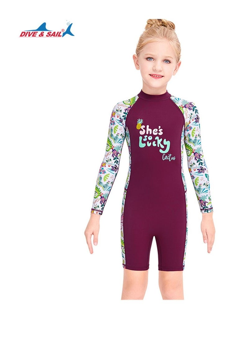 DIVE & SAIL Keep Warm Children Diving Suit Three-layer High Elastic Wetsuit For Girls Red - Image 1